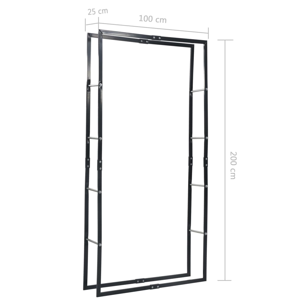 Haardhoutrek 100x25x200 cm staal zwart