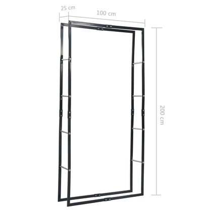 Haardhoutrek 100x25x200 cm staal zwart