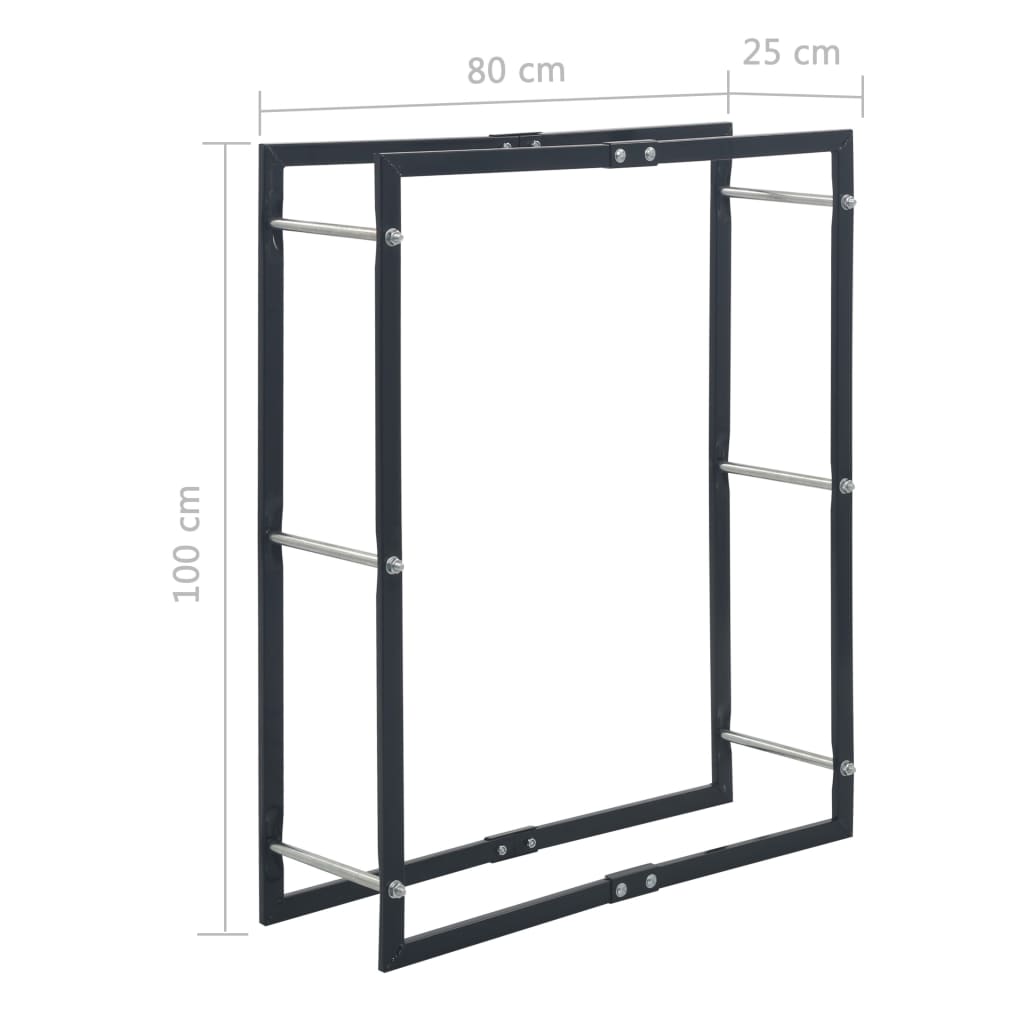 Haardhoutrek Staal Zwart 80 x 25 x 100 cm
