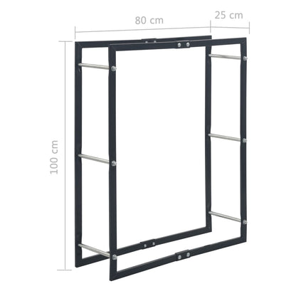 Haardhoutrek Staal Zwart 80 x 25 x 100 cm