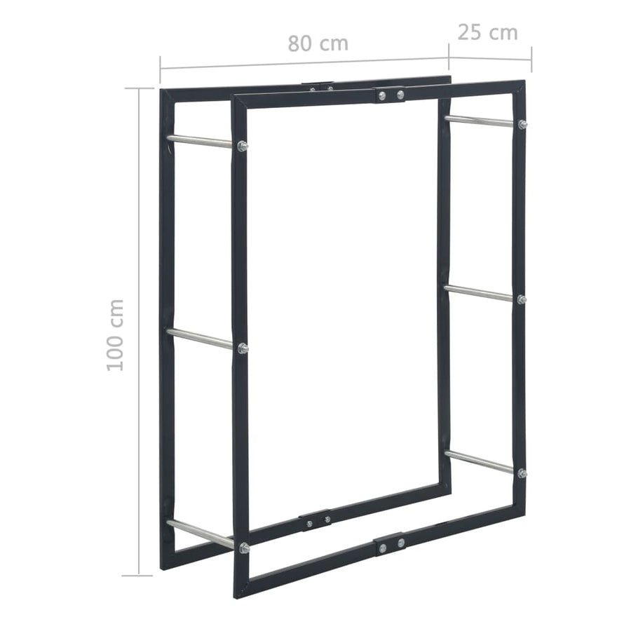 Haardhoutrek Staal Zwart 80 x 25 x 100 cm