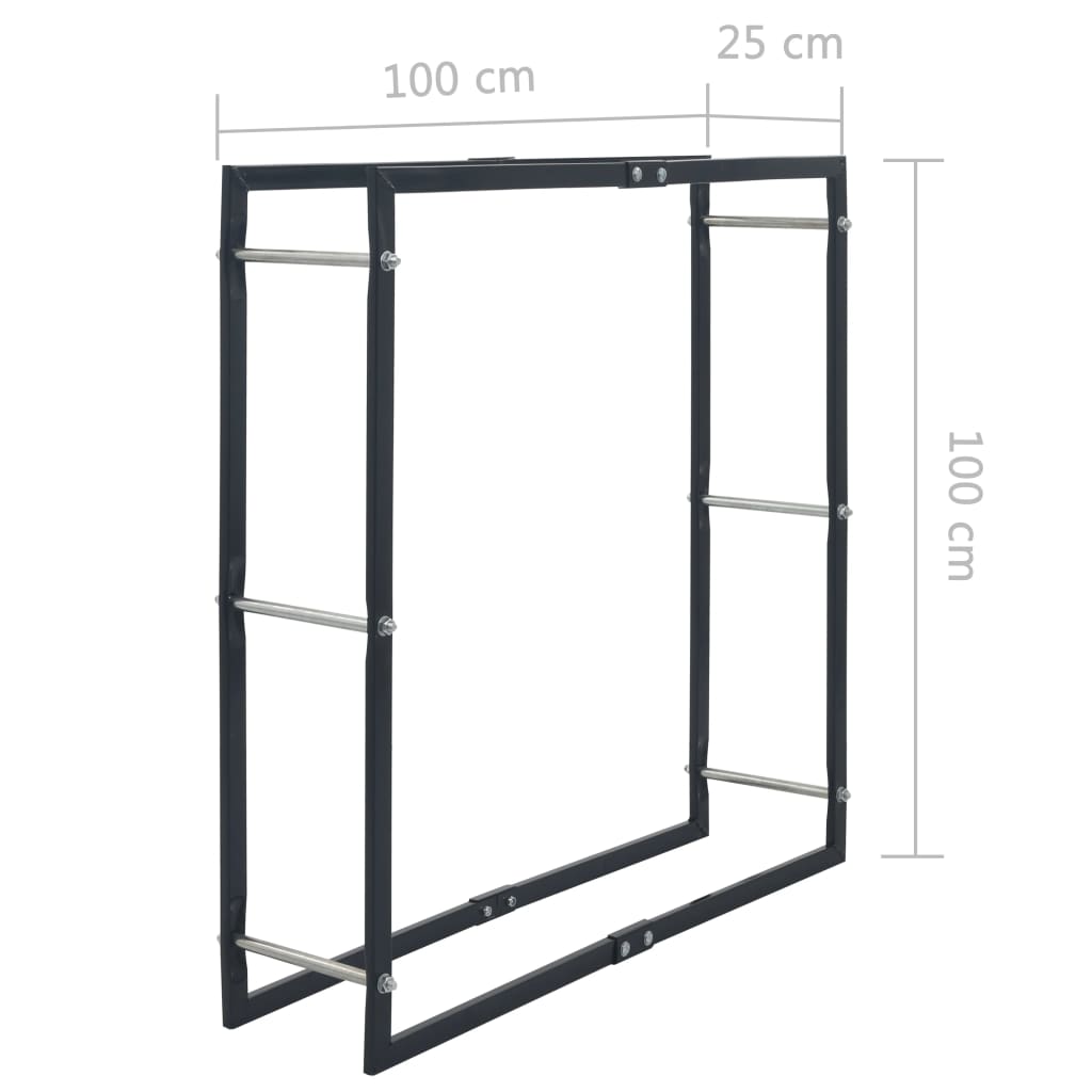 Haardhoutrek Staal Zwart 100 x 25 x 100 cm