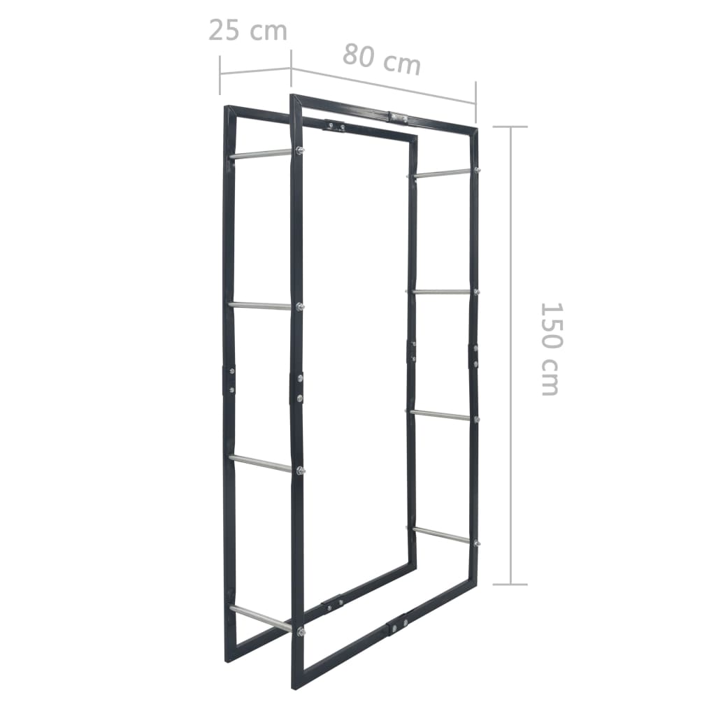 Haardhoutrek 80x25x150 cm staal zwart