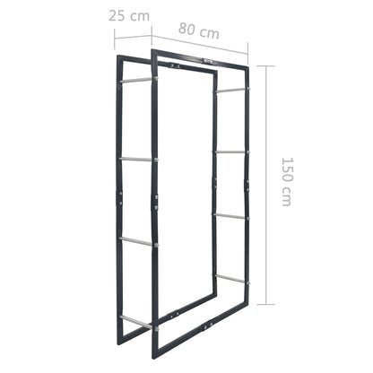 Haardhoutrek 80x25x150 cm staal zwart