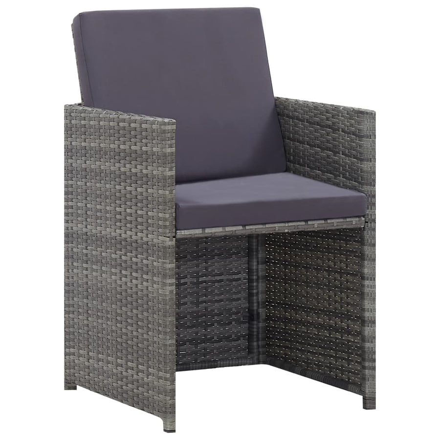 5-Delige Tuinset Poly Rattan En Acaciahout Antraciet 1