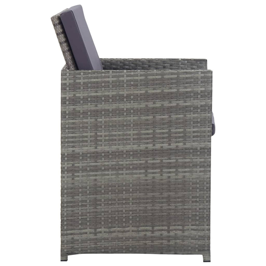 5-Delige Tuinset Poly Rattan En Acaciahout Antraciet 1