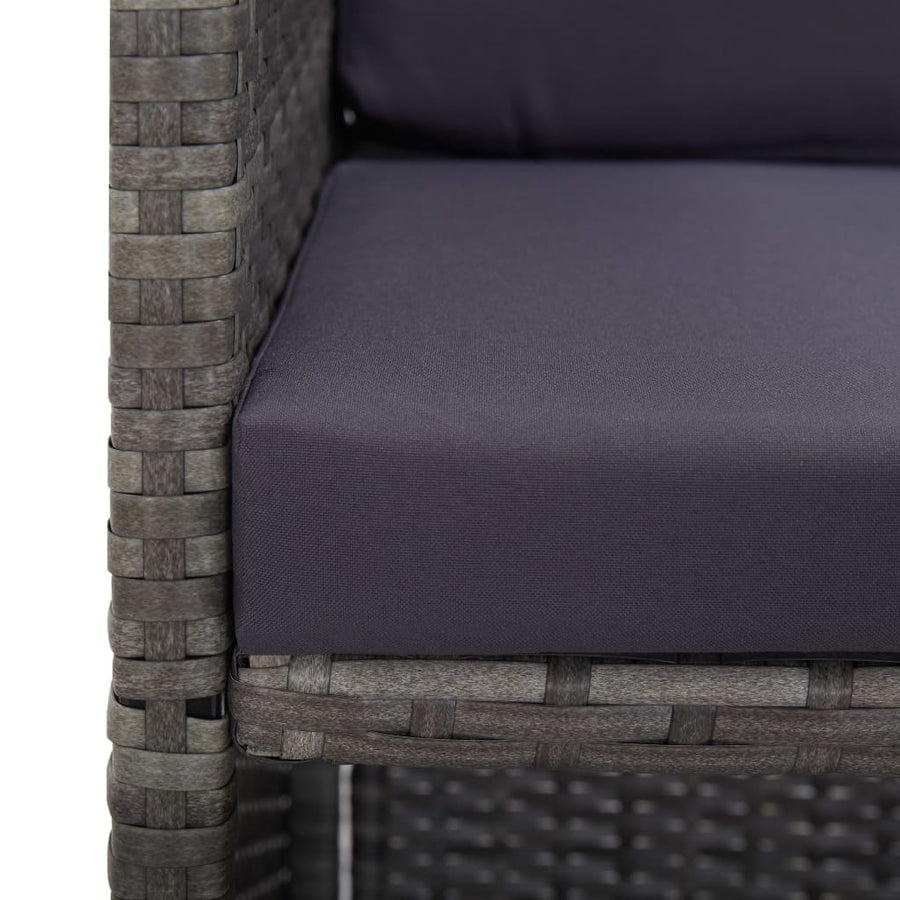 5-Delige Tuinset Poly Rattan En Acaciahout Antraciet 1