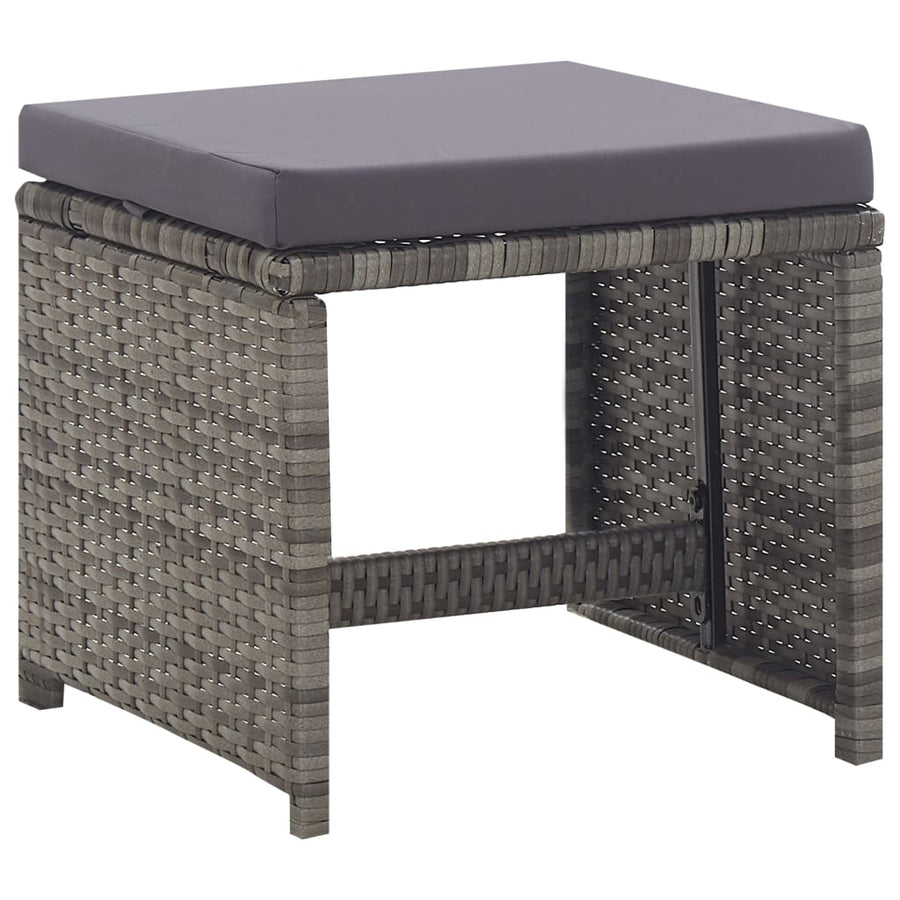 5-Delige Tuinset Poly Rattan En Acaciahout Antraciet 1