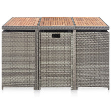 11-Delige Tuinset Poly Rattan En Acaciahout Antraciet 167 cm tafellengte 6x Fauteuil + 4x voetensteun + Tafel
