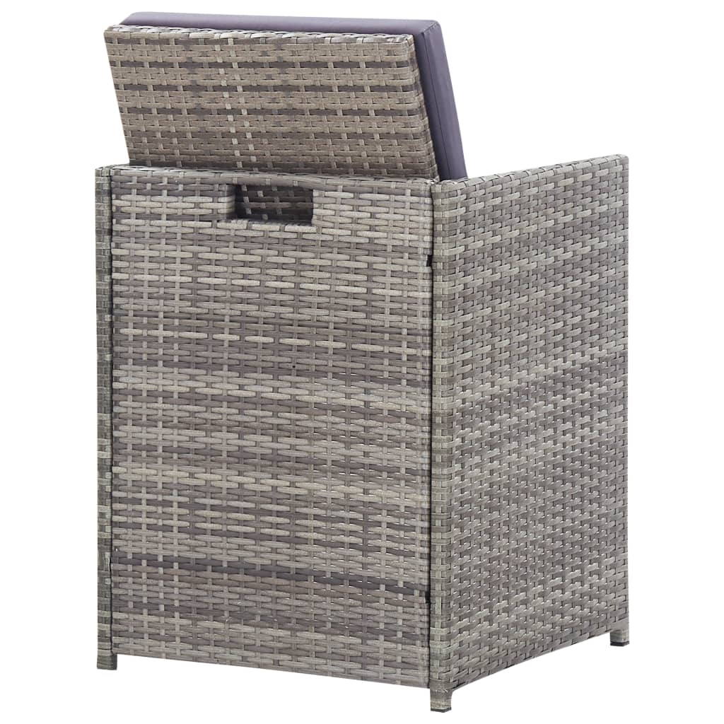 11-Delige Tuinset Poly Rattan En Acaciahout Antraciet 167 cm tafellengte 6x Fauteuil + 4x voetensteun + Tafel