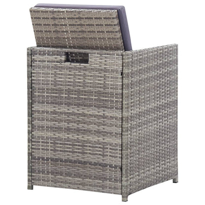 11-Delige Tuinset Poly Rattan En Acaciahout Antraciet 167 cm tafellengte 6x Fauteuil + 4x voetensteun + Tafel