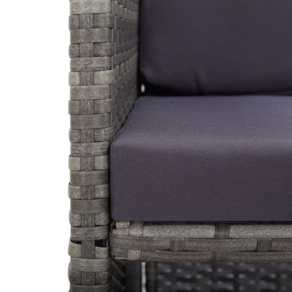 11-Delige Tuinset Poly Rattan En Acaciahout Antraciet 167 cm tafellengte 6x Fauteuil + 4x voetensteun + Tafel