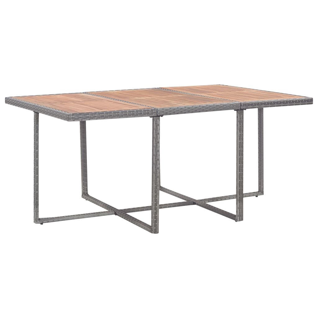 11-Delige Tuinset Poly Rattan En Acaciahout Antraciet 167 cm tafellengte 6x Fauteuil + 4x voetensteun + Tafel