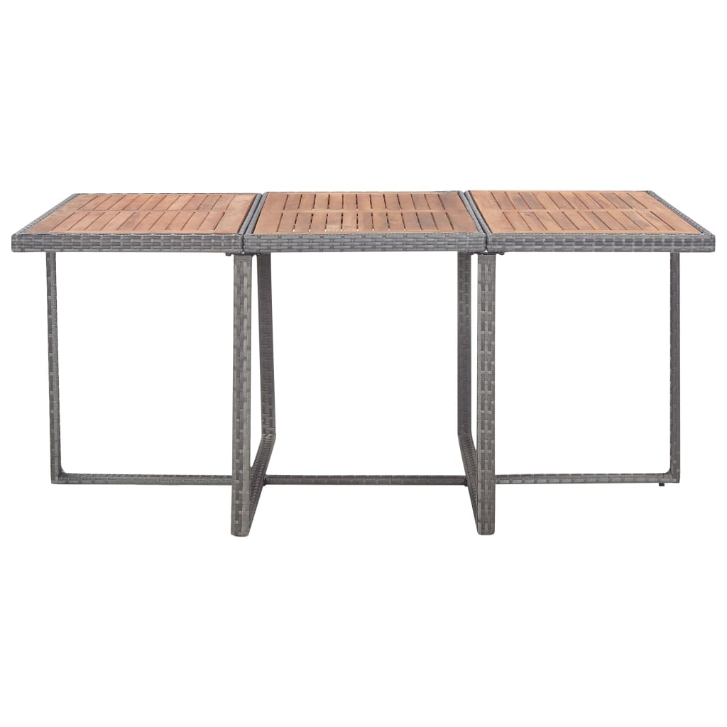 11-Delige Tuinset Poly Rattan En Acaciahout Antraciet 167 cm tafellengte 6x Fauteuil + 4x voetensteun + Tafel