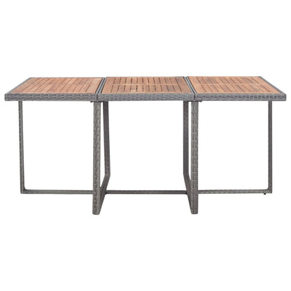 11-Delige Tuinset Poly Rattan En Acaciahout Antraciet 167 cm tafellengte 6x Fauteuil + 4x voetensteun + Tafel