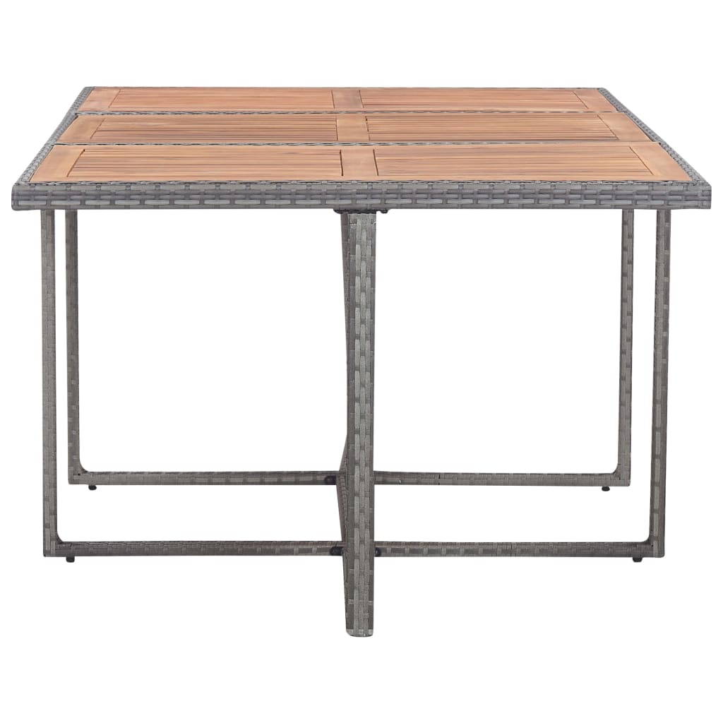 11-Delige Tuinset Poly Rattan En Acaciahout Antraciet 167 cm tafellengte 6x Fauteuil + 4x voetensteun + Tafel