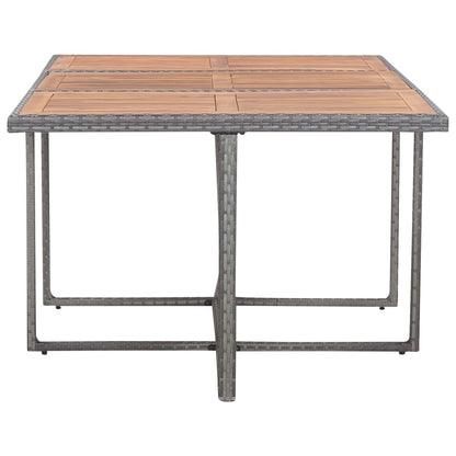11-Delige Tuinset Poly Rattan En Acaciahout Antraciet 167 cm tafellengte 6x Fauteuil + 4x voetensteun + Tafel
