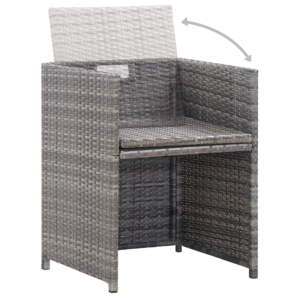 11-Delige Tuinset Poly Rattan En Acaciahout Antraciet 167 cm tafellengte 6x Fauteuil + 4x voetensteun + Tafel