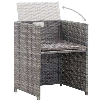 11-Delige Tuinset Poly Rattan En Acaciahout Antraciet 167 cm tafellengte 6x Fauteuil + 4x voetensteun + Tafel
