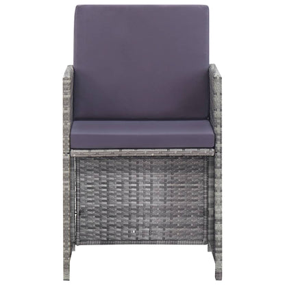 11-Delige Tuinset Poly Rattan En Acaciahout Antraciet 167 cm tafellengte 6x Fauteuil + 4x voetensteun + Tafel