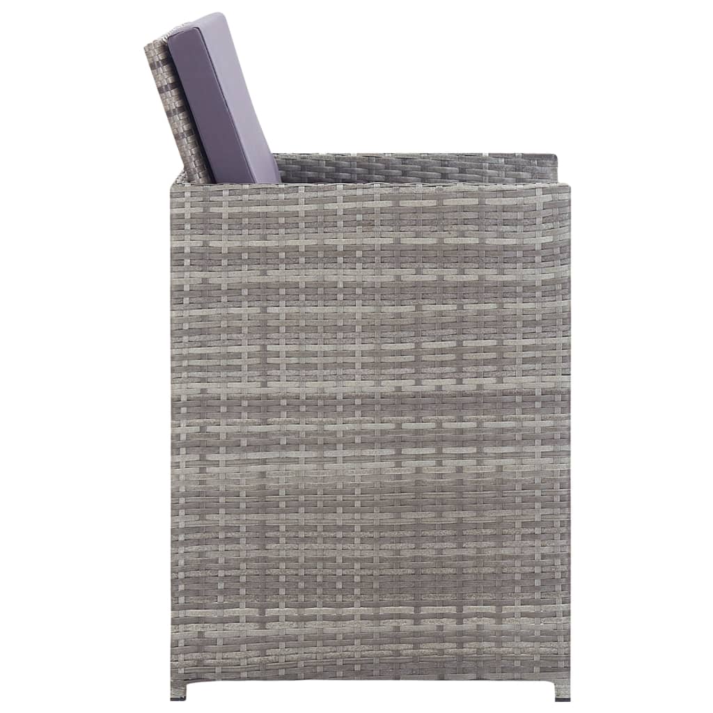 11-Delige Tuinset Poly Rattan En Acaciahout Antraciet 167 cm tafellengte 6x Fauteuil + 4x voetensteun + Tafel
