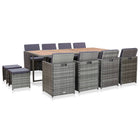 Tuinset 13-delig poly rattan acaciahout antraciet