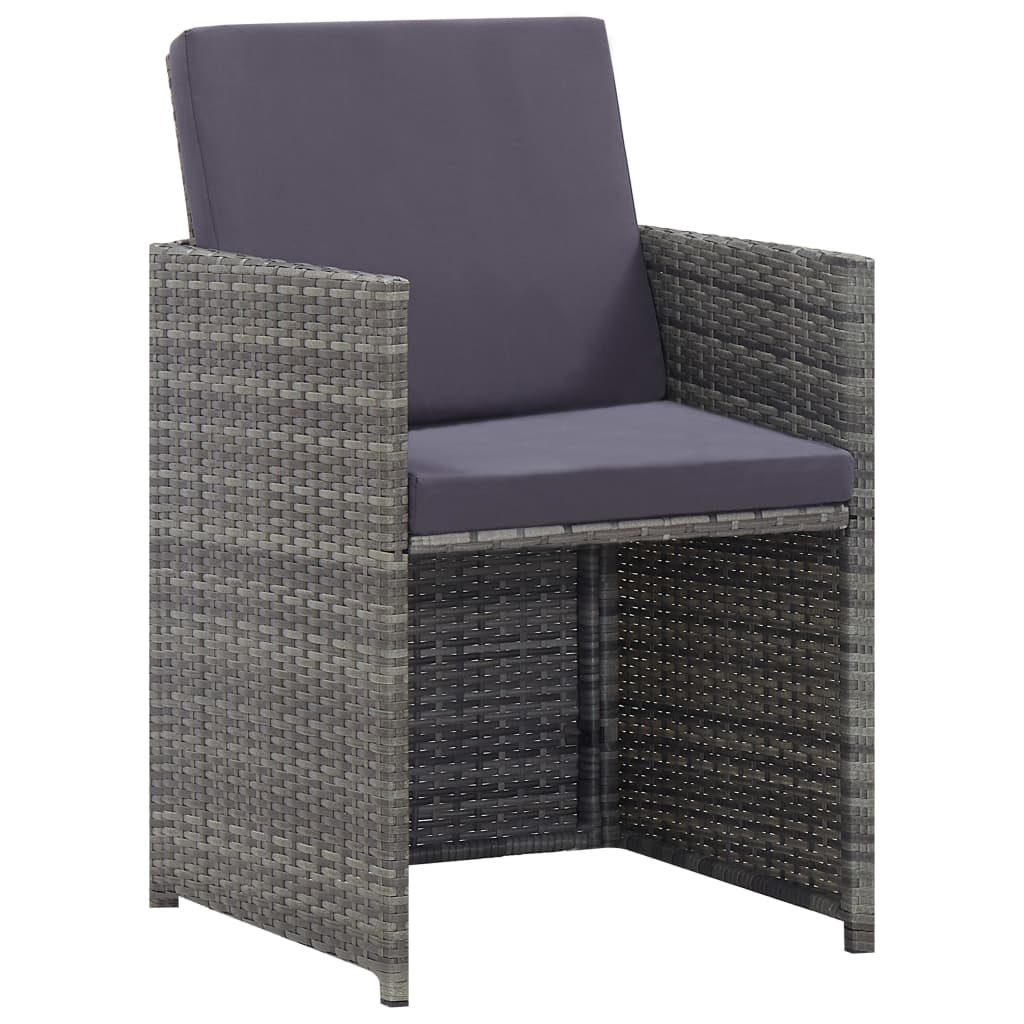 3-Delige Tuinset Poly Rattan En Acaciahout Antraciet 225 cm tafellengte 8x Fauteuil + 4x voetensteun + Tafel