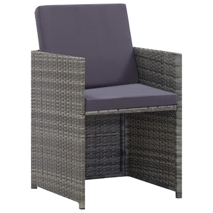 3-Delige Tuinset Poly Rattan En Acaciahout Antraciet 225 cm tafellengte 8x Fauteuil + 4x voetensteun + Tafel