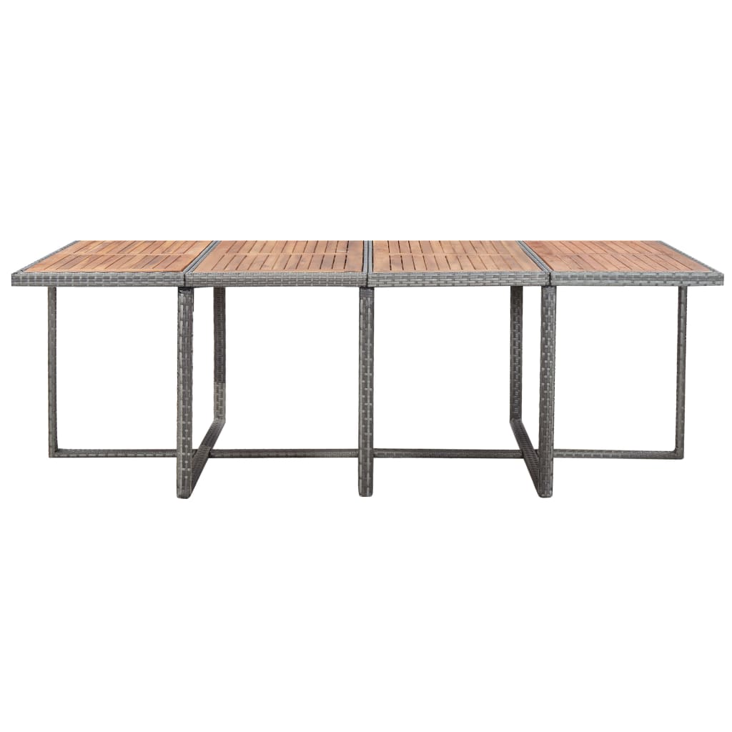 3-Delige Tuinset Poly Rattan En Acaciahout Antraciet 225 cm tafellengte 8x Fauteuil + 4x voetensteun + Tafel