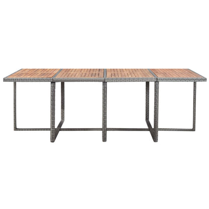 3-Delige Tuinset Poly Rattan En Acaciahout Antraciet 225 cm tafellengte 8x Fauteuil + 4x voetensteun + Tafel