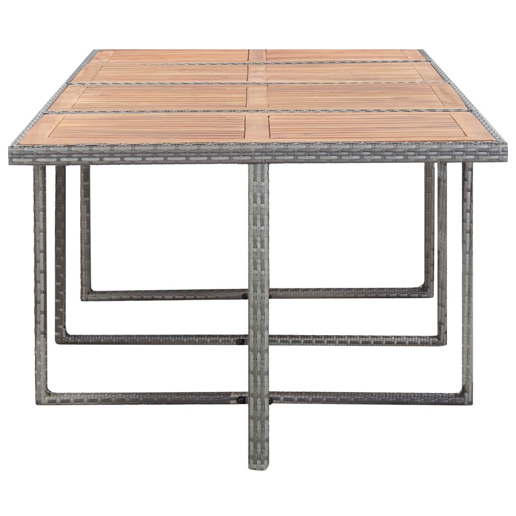3-Delige Tuinset Poly Rattan En Acaciahout Antraciet 225 cm tafellengte 8x Fauteuil + 4x voetensteun + Tafel
