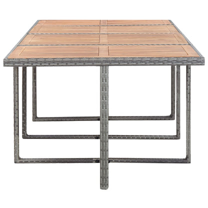 3-Delige Tuinset Poly Rattan En Acaciahout Antraciet 225 cm tafellengte 8x Fauteuil + 4x voetensteun + Tafel