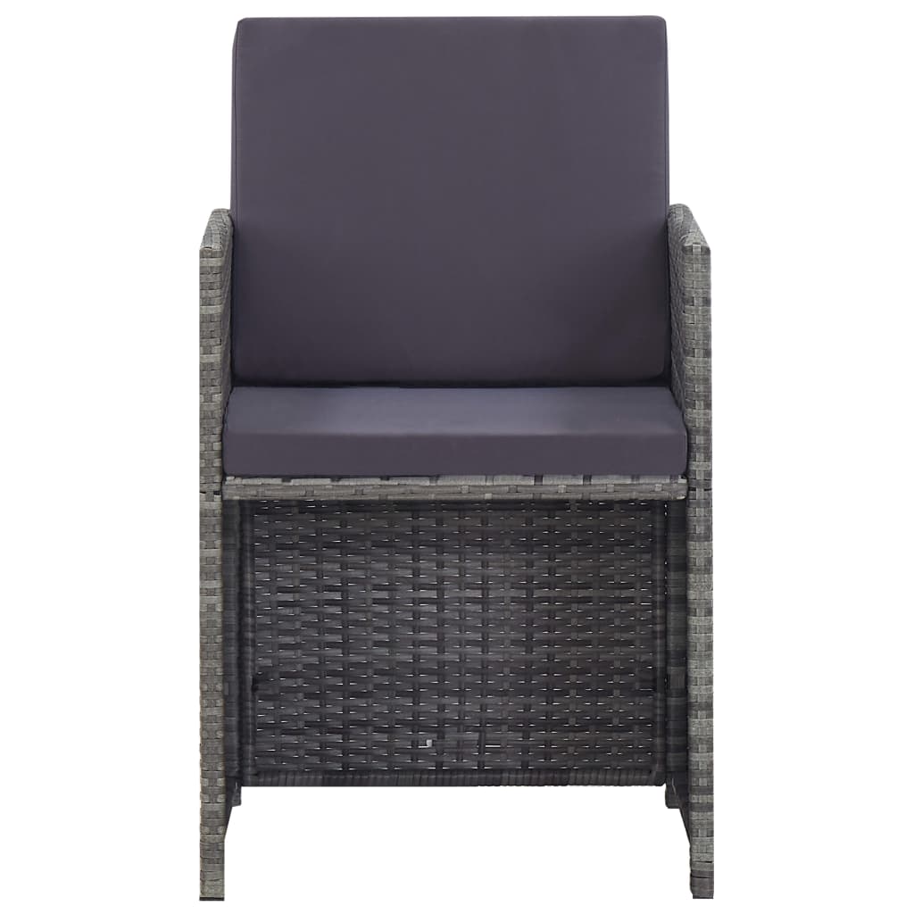 3-Delige Tuinset Poly Rattan En Acaciahout Antraciet 225 cm tafellengte 8x Fauteuil + 4x voetensteun + Tafel