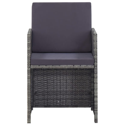 3-Delige Tuinset Poly Rattan En Acaciahout Antraciet 225 cm tafellengte 8x Fauteuil + 4x voetensteun + Tafel