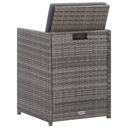 3-Delige Tuinset Poly Rattan En Acaciahout Antraciet 225 cm tafellengte 8x Fauteuil + 4x voetensteun + Tafel