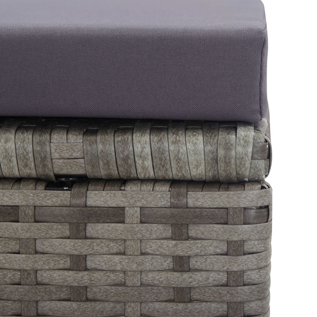 3-Delige Tuinset Poly Rattan En Acaciahout Antraciet 225 cm tafellengte 8x Fauteuil + 4x voetensteun + Tafel