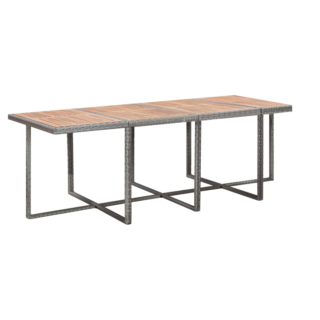 3-Delige Tuinset Poly Rattan En Acaciahout Antraciet 225 cm tafellengte 8x Fauteuil + 4x voetensteun + Tafel