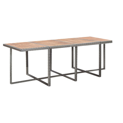 3-Delige Tuinset Poly Rattan En Acaciahout Antraciet 225 cm tafellengte 8x Fauteuil + 4x voetensteun + Tafel