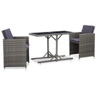 3-Delige Bistroset Met Kussens Poly Rattan Grijs