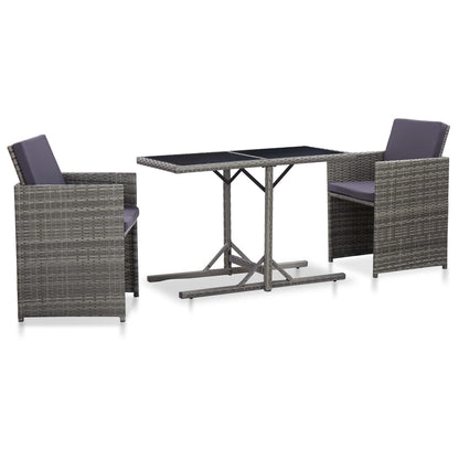 3-Delige Tuinset Met Kussens Poly Rattan Zwart