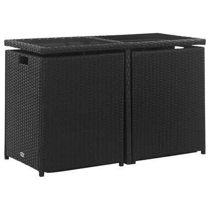 3-Delige Tuinset Met Kussens Poly Rattan Zwart