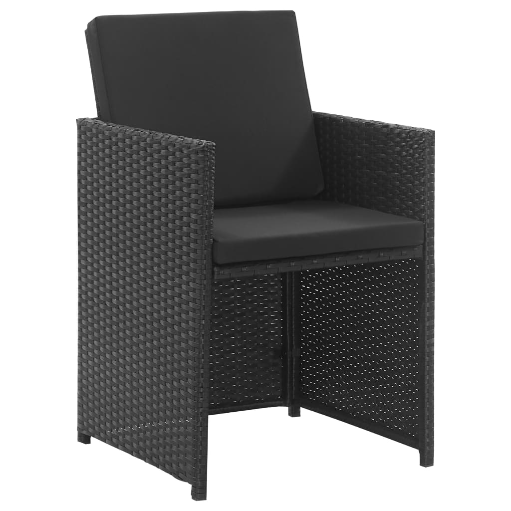 3-Delige Tuinset Met Kussens Poly Rattan Zwart