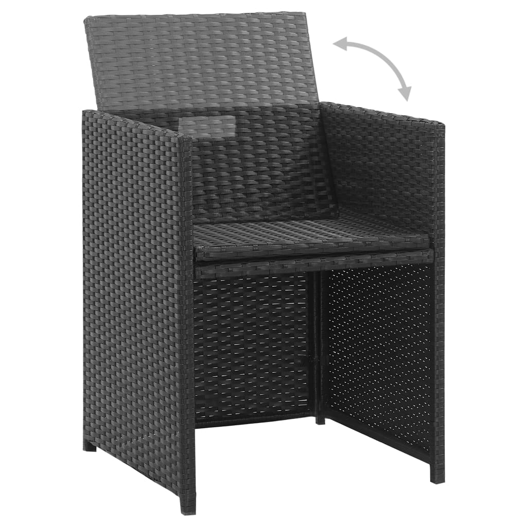 3-Delige Tuinset Met Kussens Poly Rattan Zwart