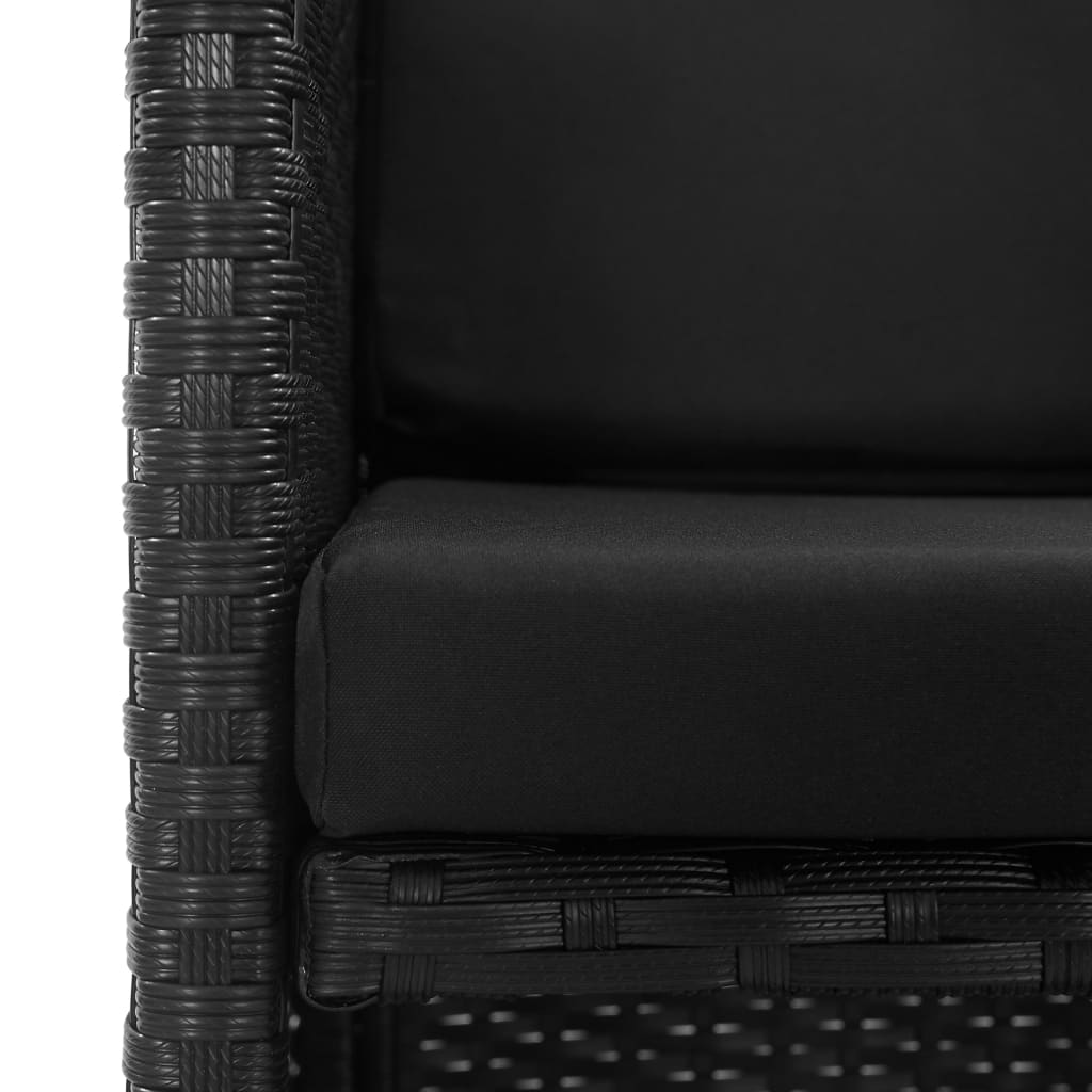 3-Delige Tuinset Met Kussens Poly Rattan Zwart