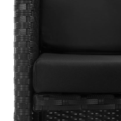 3-Delige Tuinset Met Kussens Poly Rattan Zwart