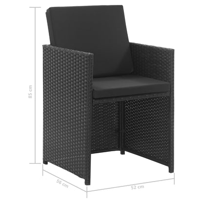 3-Delige Tuinset Met Kussens Poly Rattan Zwart