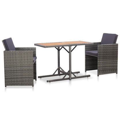 3-Delige Tuinset Met Kussens Poly Rattan Zwart