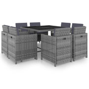 Tuinset 9-delig poly rattan antraciet