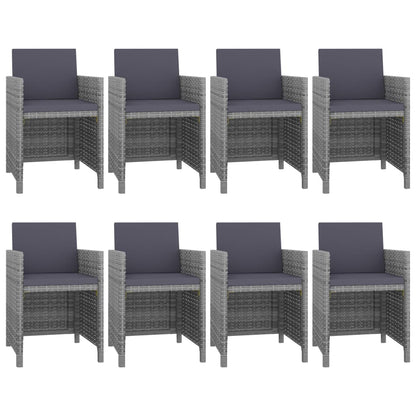 -Delige Tuinset Met Kussens Poly Rattan Antraciet en zwart
