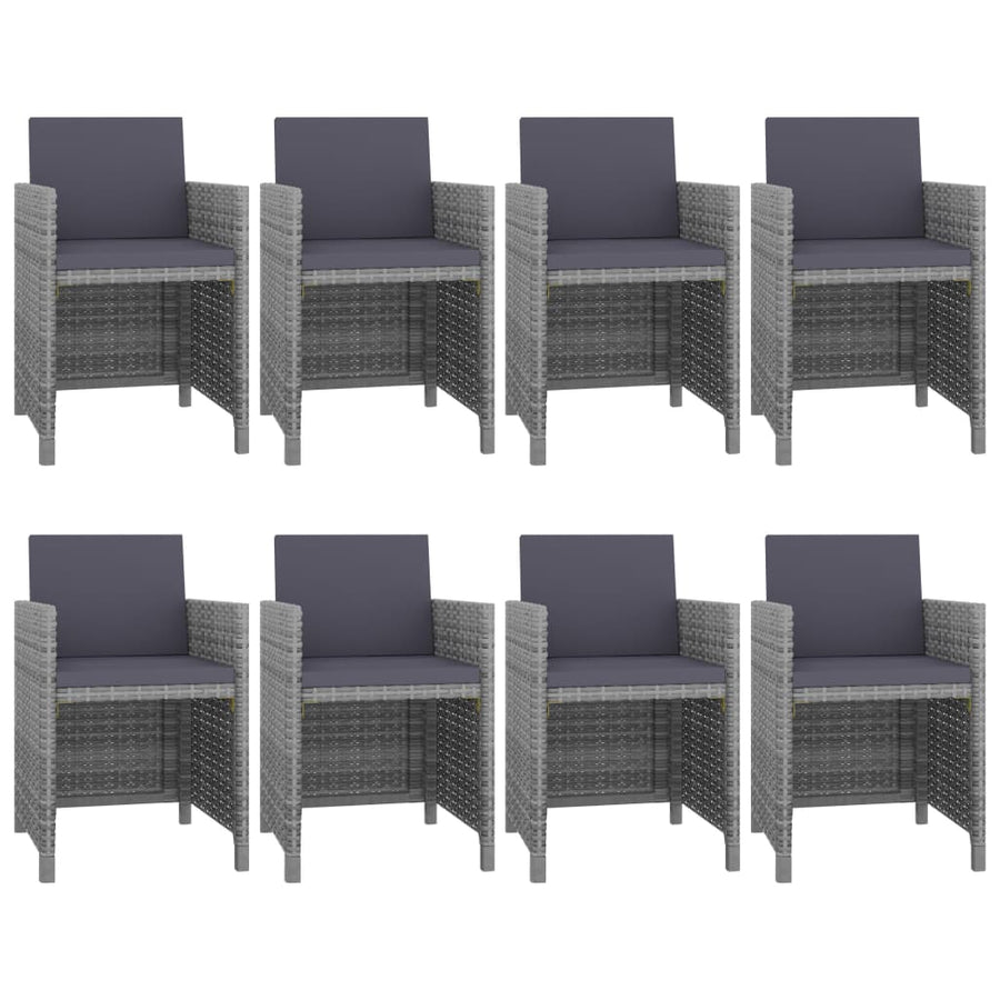 -Delige Tuinset Met Kussens Poly Rattan Antraciet en zwart